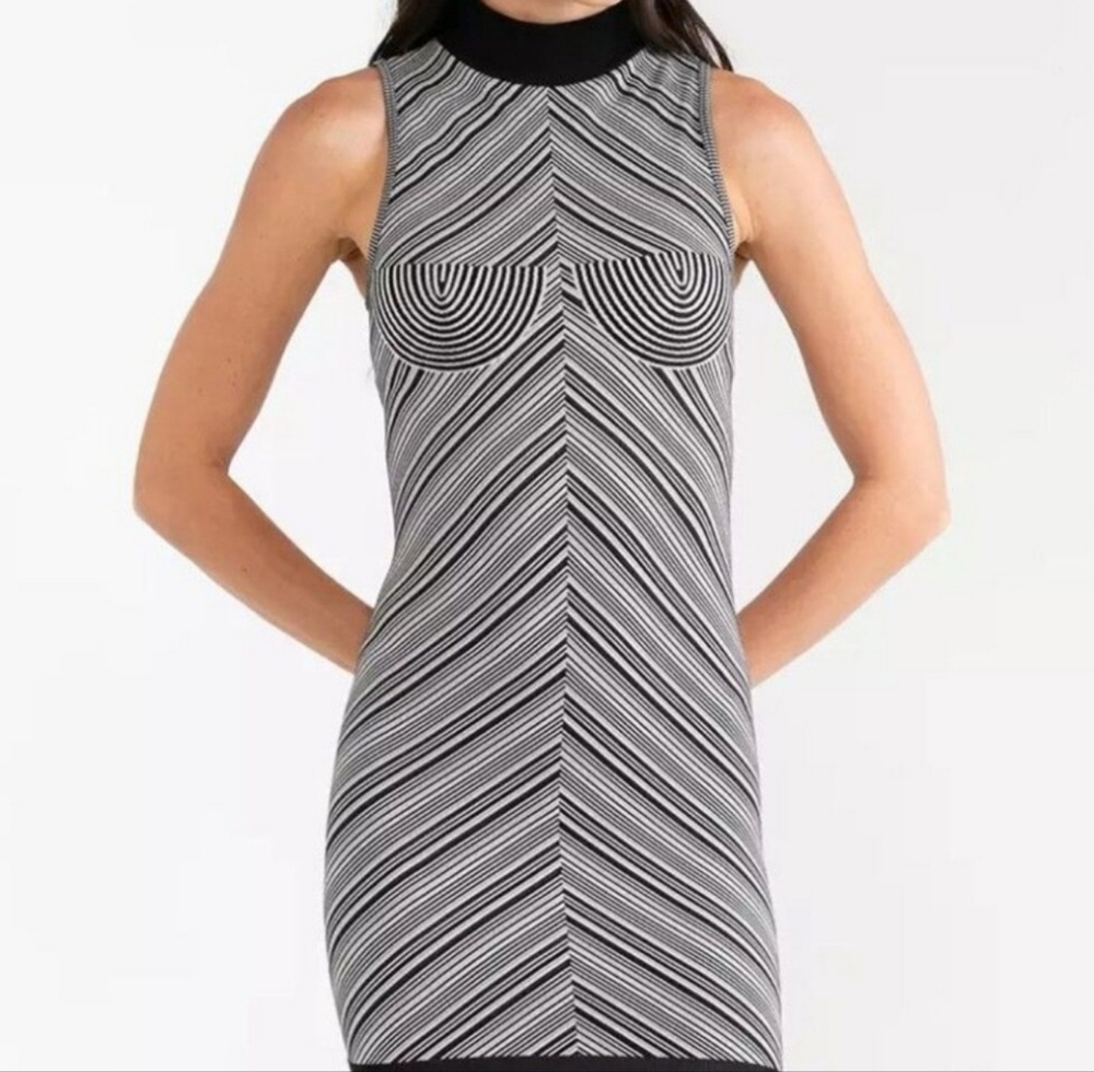 Zara Womens Limitless Contour Bodycon Dress Black Med Large Stretch Contemporary